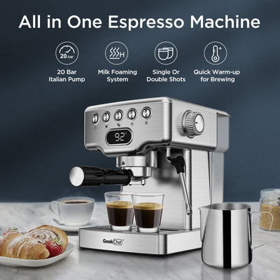 20 Bar Espressomachine met Melkschuimer,0Zenova